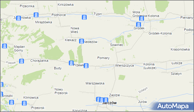 mapa Pomiary gmina Jarczów, Pomiary gmina Jarczów na mapie Targeo