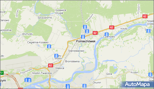 mapa Pomiechowo, Pomiechowo na mapie Targeo