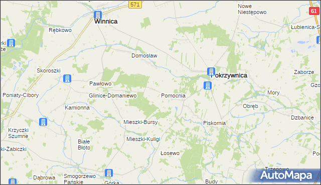 mapa Pomocnia gmina Pokrzywnica, Pomocnia gmina Pokrzywnica na mapie Targeo