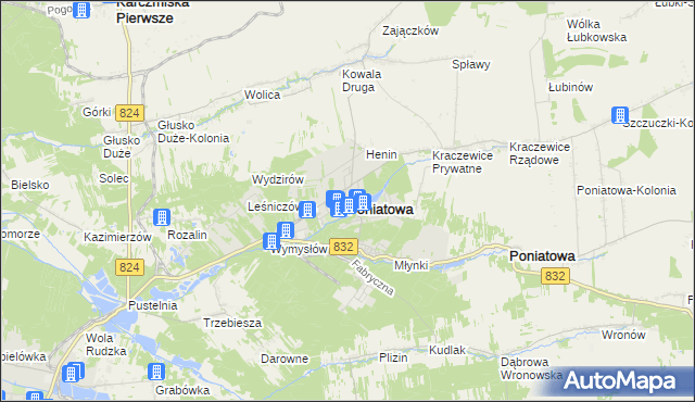 mapa Poniatowa powiat opolski, Poniatowa powiat opolski na mapie Targeo