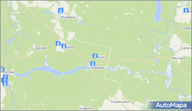 mapa Poniki gmina Manowo, Poniki gmina Manowo na mapie Targeo
