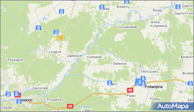 mapa Ponikła gmina Poświętne, Ponikła gmina Poświętne na mapie Targeo