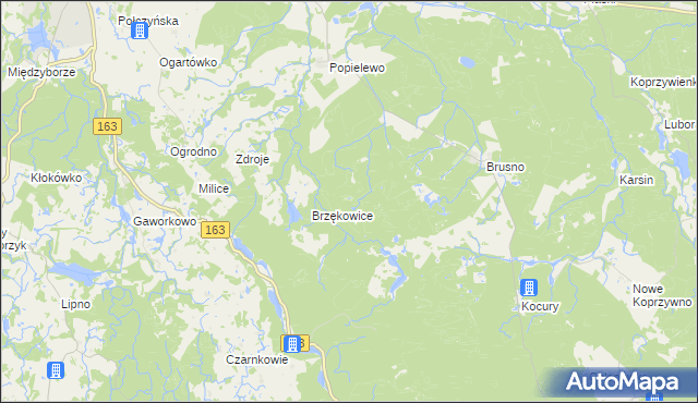 mapa Popielewice, Popielewice na mapie Targeo