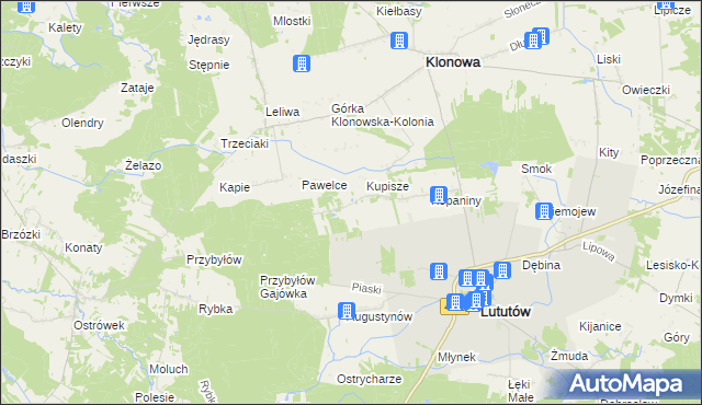 mapa Popielina, Popielina na mapie Targeo