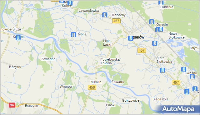 mapa Popielowska Kolonia, Popielowska Kolonia na mapie Targeo