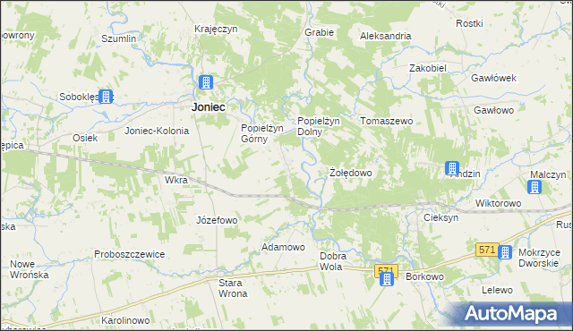 mapa Popielżyn-Zawady, Popielżyn-Zawady na mapie Targeo