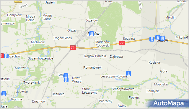 mapa Popień gmina Rogów, Popień gmina Rogów na mapie Targeo