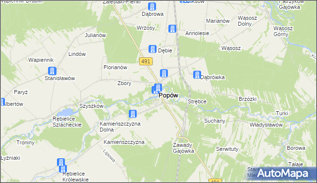 mapa Popów powiat kłobucki, Popów powiat kłobucki na mapie Targeo