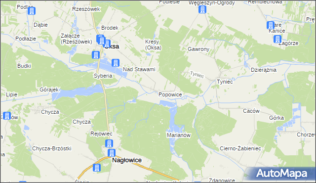 mapa Popowice gmina Oksa, Popowice gmina Oksa na mapie Targeo