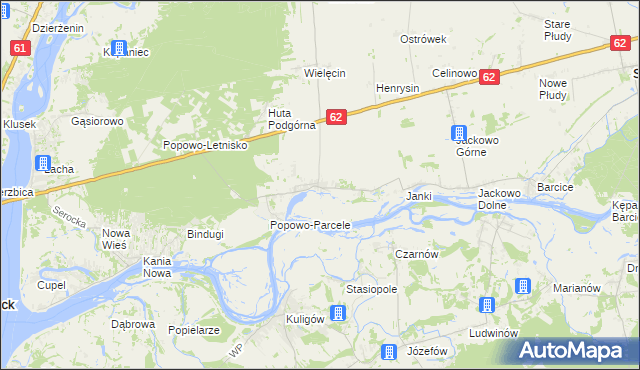 mapa Popowo Kościelne gmina Somianka, Popowo Kościelne gmina Somianka na mapie Targeo