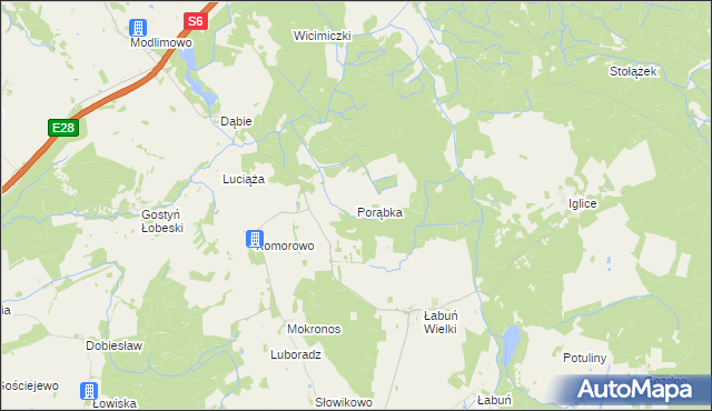 mapa Porąbka gmina Resko, Porąbka gmina Resko na mapie Targeo