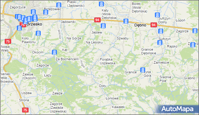 mapa Porąbka Uszewska, Porąbka Uszewska na mapie Targeo