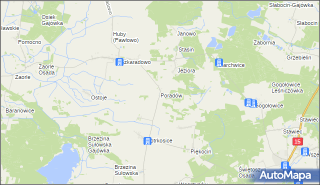 mapa Poradów gmina Milicz, Poradów gmina Milicz na mapie Targeo