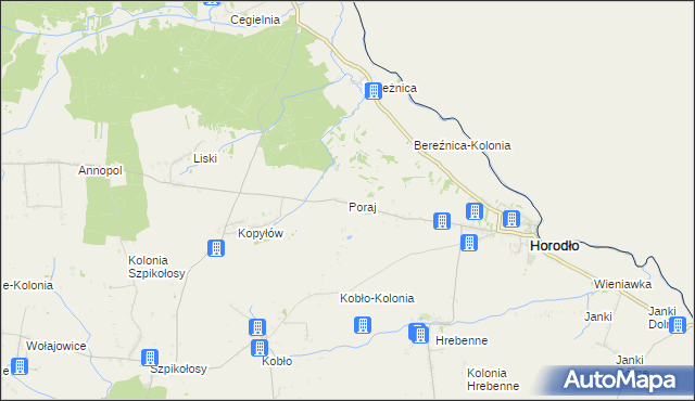 mapa Poraj gmina Horodło, Poraj gmina Horodło na mapie Targeo