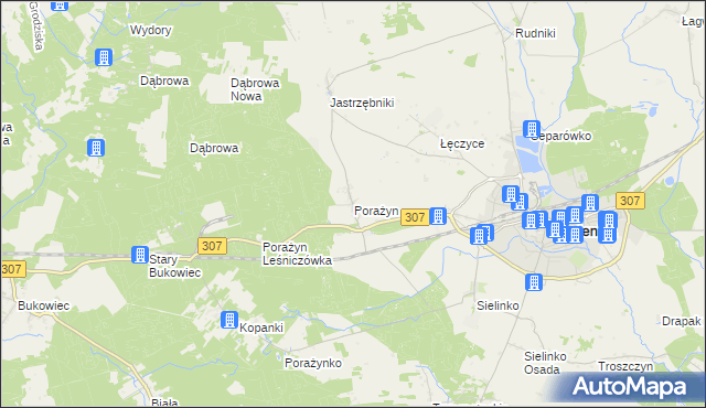 mapa Porażyn, Porażyn na mapie Targeo