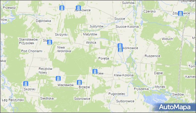 mapa Poręba gmina Żarnów, Poręba gmina Żarnów na mapie Targeo