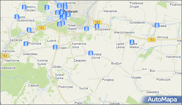 mapa Poręba Górna, Poręba Górna na mapie Targeo