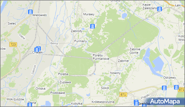 mapa Poręby Furmańskie, Poręby Furmańskie na mapie Targeo