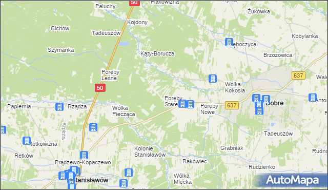 mapa Poręby Stare, Poręby Stare na mapie Targeo