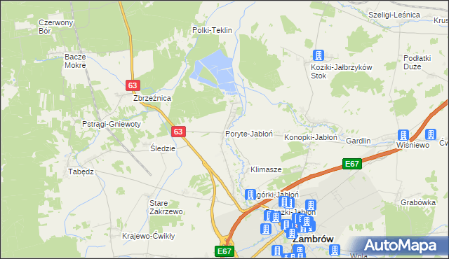 mapa Poryte-Jabłoń, Poryte-Jabłoń na mapie Targeo