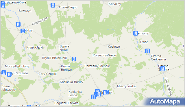 mapa Porzeziny-Giętki, Porzeziny-Giętki na mapie Targeo