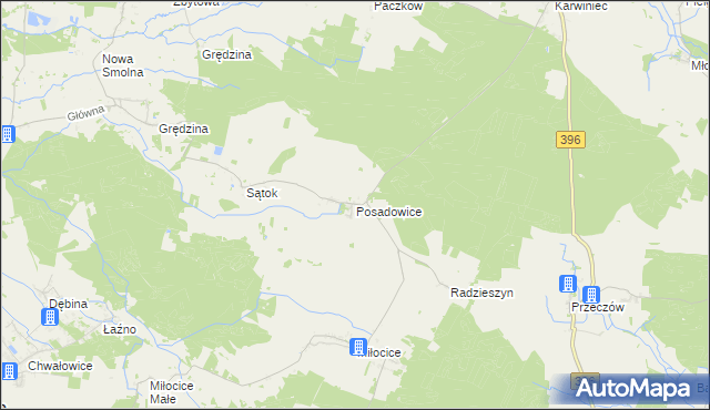 mapa Posadowice, Posadowice na mapie Targeo