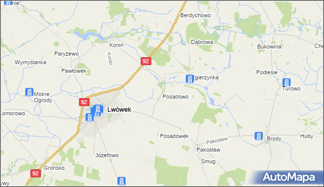 mapa Posadowo gmina Lwówek, Posadowo gmina Lwówek na mapie Targeo