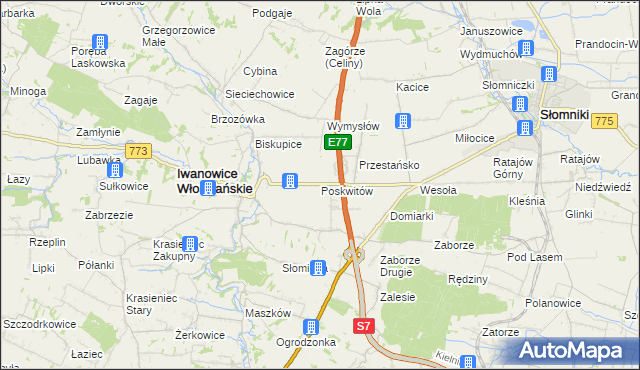 mapa Poskwitów, Poskwitów na mapie Targeo