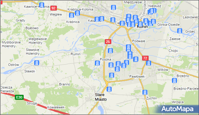 mapa Posoka gmina Stare Miasto, Posoka gmina Stare Miasto na mapie Targeo