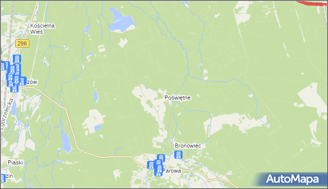 mapa Poświętne gmina Osiecznica, Poświętne gmina Osiecznica na mapie Targeo