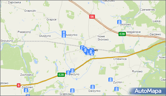 mapa Potęgowo powiat słupski, Potęgowo powiat słupski na mapie Targeo