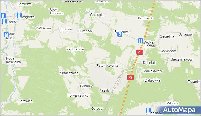 mapa Potok gmina Ożarów, Potok gmina Ożarów na mapie Targeo