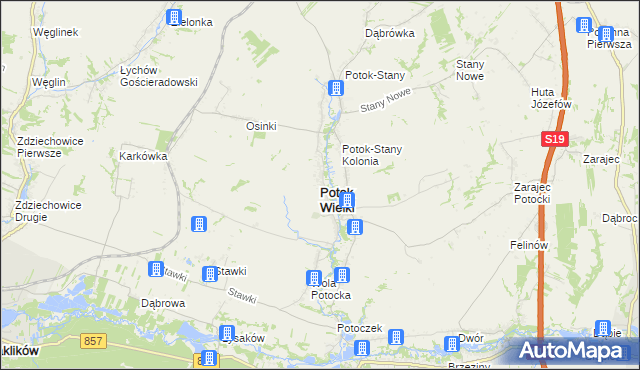 mapa Potok Wielki powiat janowski, Potok Wielki powiat janowski na mapie Targeo