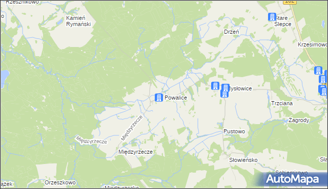 mapa Powalice gmina Sławoborze, Powalice gmina Sławoborze na mapie Targeo