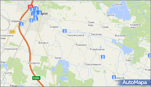 mapa Powidzko, Powidzko na mapie Targeo