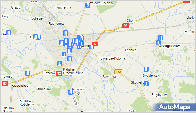 mapa Powiercie-Kolonia, Powiercie-Kolonia na mapie Targeo