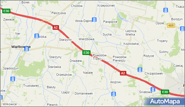 mapa Powodów Trzeci, Powodów Trzeci na mapie Targeo