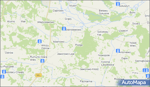 mapa Pozga, Pozga na mapie Targeo