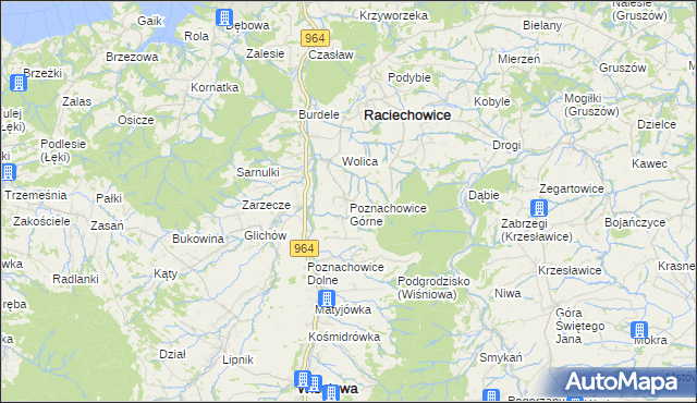 mapa Poznachowice Górne, Poznachowice Górne na mapie Targeo