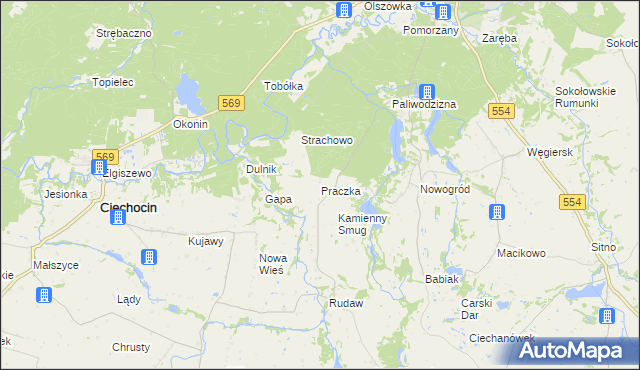 mapa Praczka, Praczka na mapie Targeo