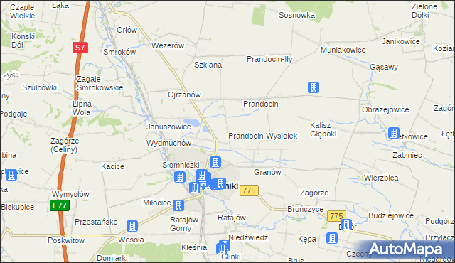 mapa Prandocin-Wysiołek, Prandocin-Wysiołek na mapie Targeo