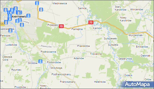 mapa Prandotów, Prandotów na mapie Targeo