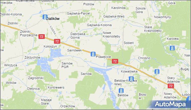 mapa Prawęcice, Prawęcice na mapie Targeo