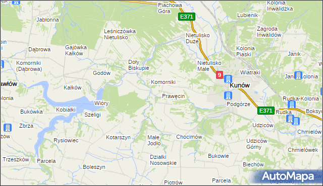 mapa Prawęcin, Prawęcin na mapie Targeo