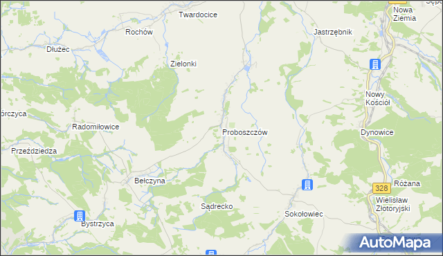 mapa Proboszczów, Proboszczów na mapie Targeo