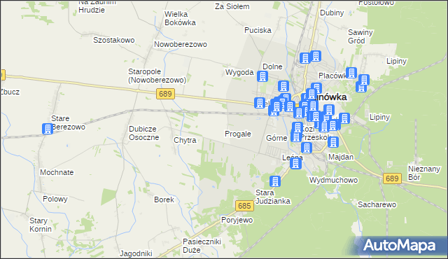 mapa Progale, Progale na mapie Targeo