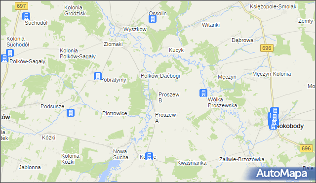 mapa Proszew B, Proszew B na mapie Targeo