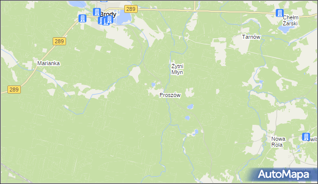 mapa Proszów gmina Brody, Proszów gmina Brody na mapie Targeo