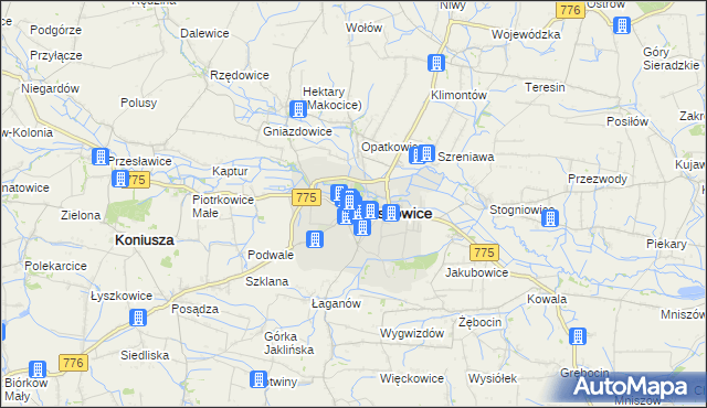 mapa Proszowice, Proszowice na mapie Targeo