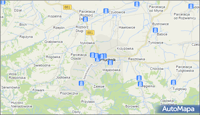 mapa Pruchnik powiat jarosławski, Pruchnik powiat jarosławski na mapie Targeo